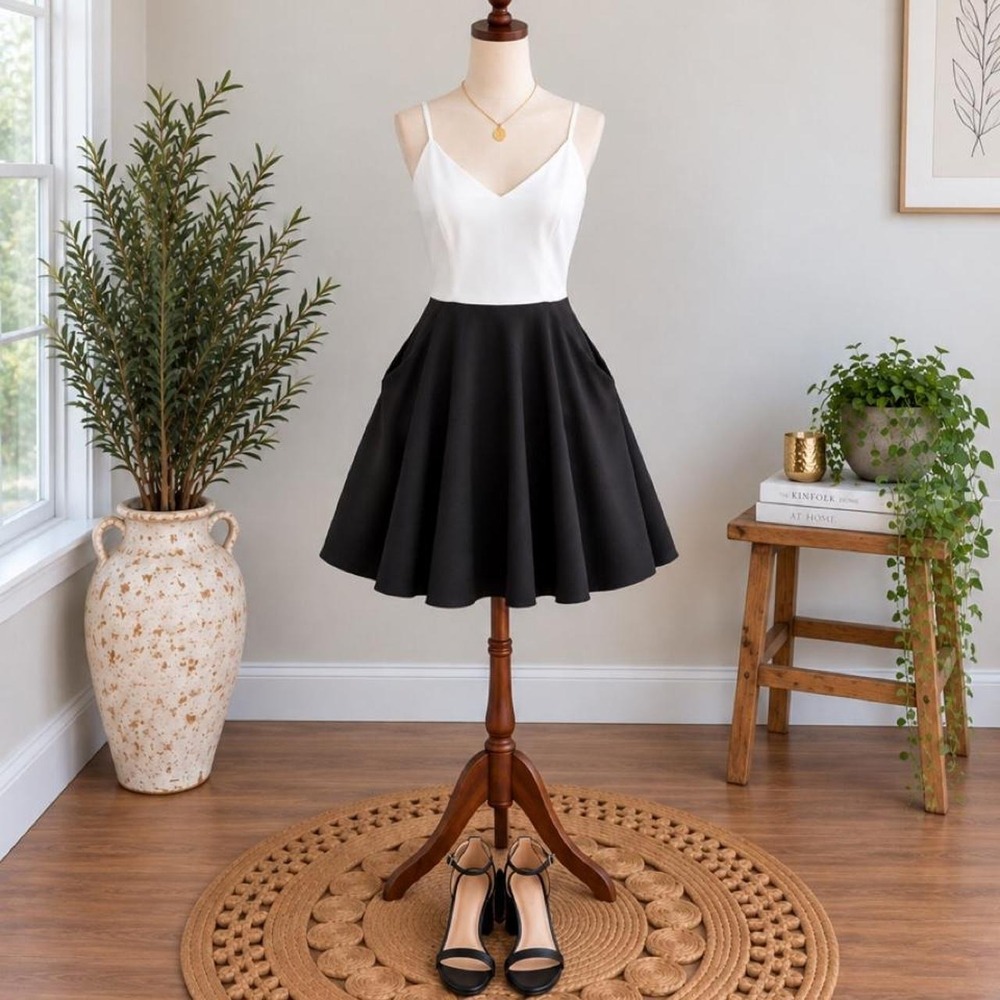 Speechless Black & White Backless Skater Dress – Size XL